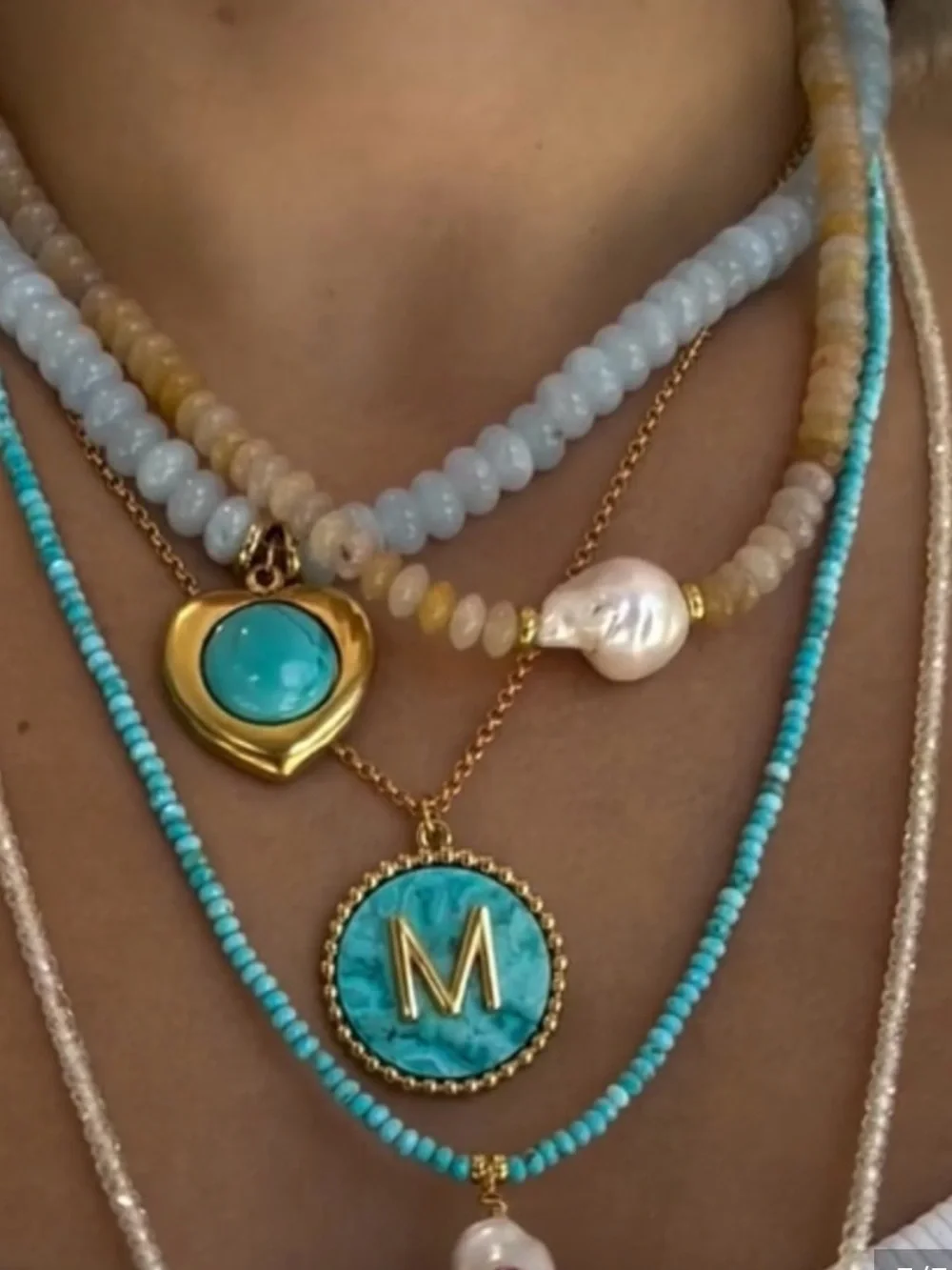 Mayamar Topaz Stones and Fresh water Baroque Pearl Necklace